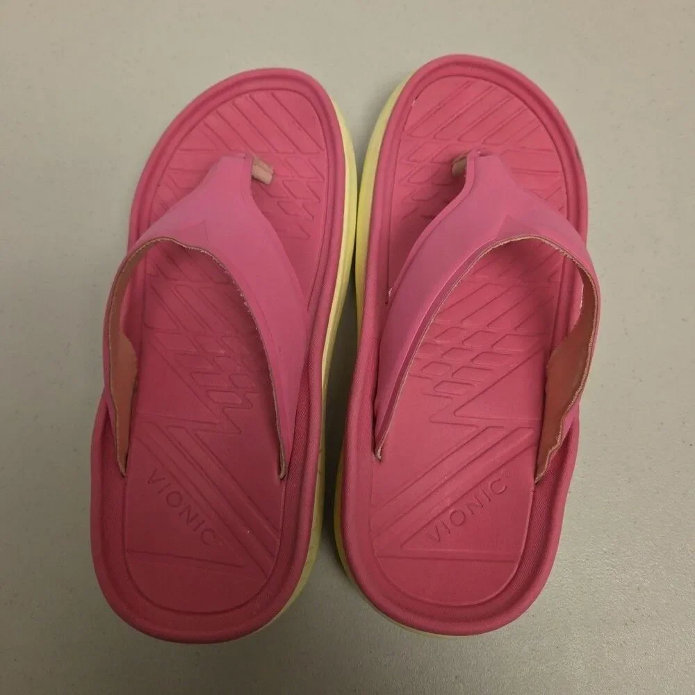 Vionic Sandals Womens Size 8 Pink Open Toe Thong Flip Flop Restore Summer